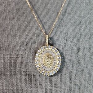 Bella Luce Gold Over Sterling Silver Oval Diamond Simulant Pendant Necklace